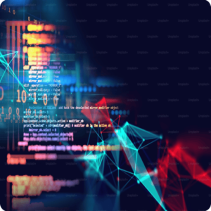 Colorful code and abstract shapes