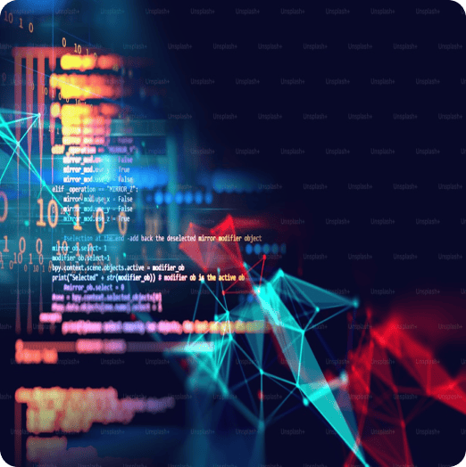 Colorful code and abstract shapes